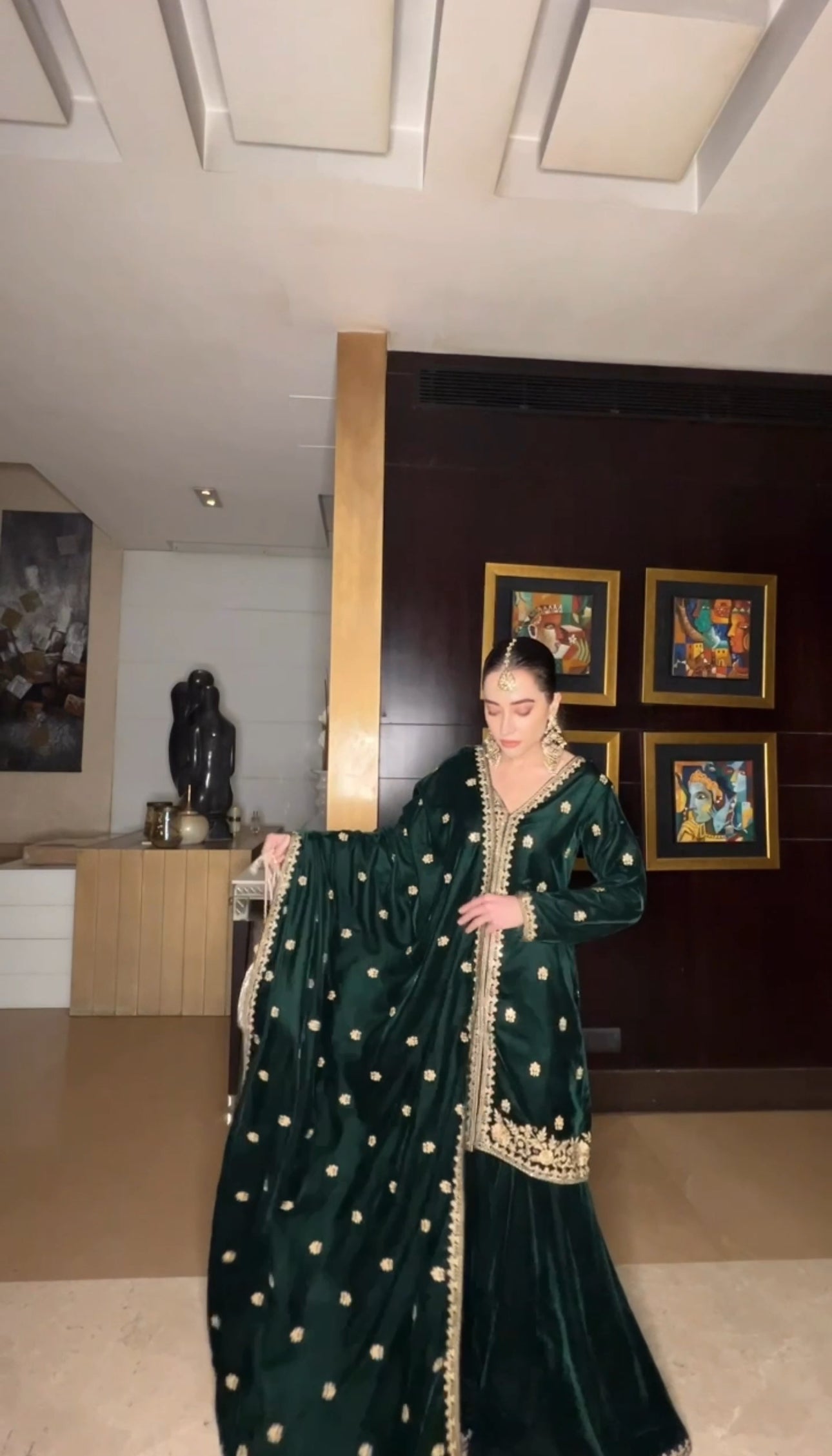 Komal Kapoor Grover in TARANA - Velvet Green Sharara Set