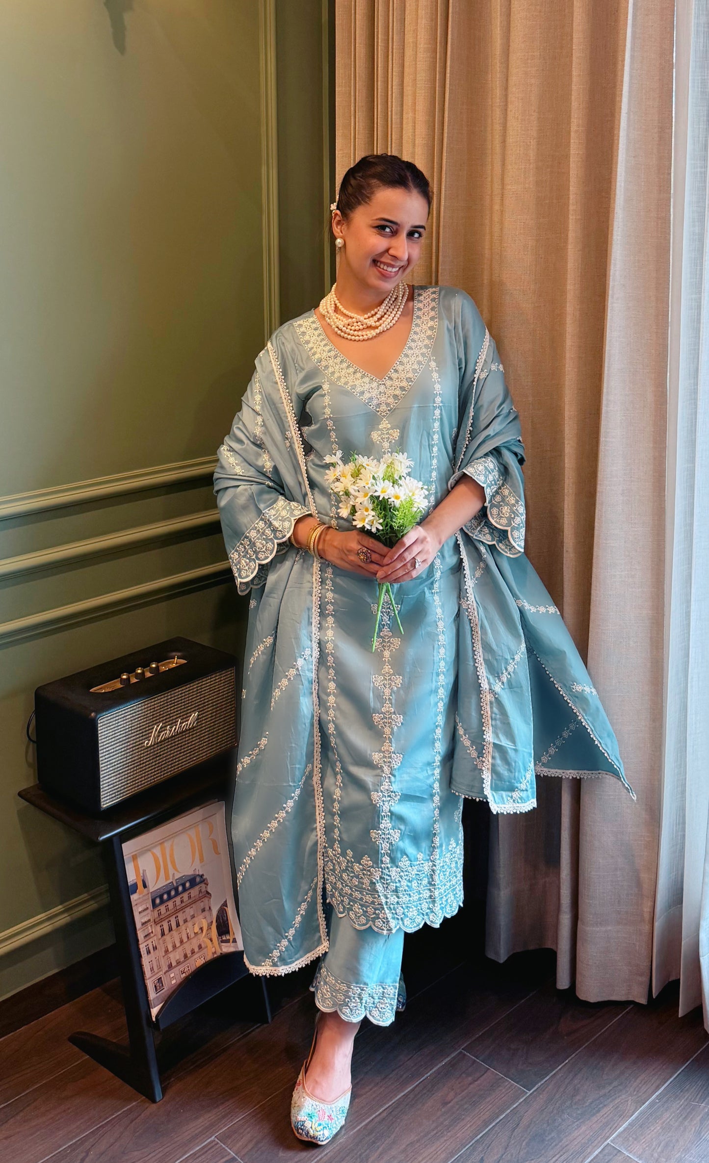 Sania Chadha in JHEEL - Blue Cotton Suit Set