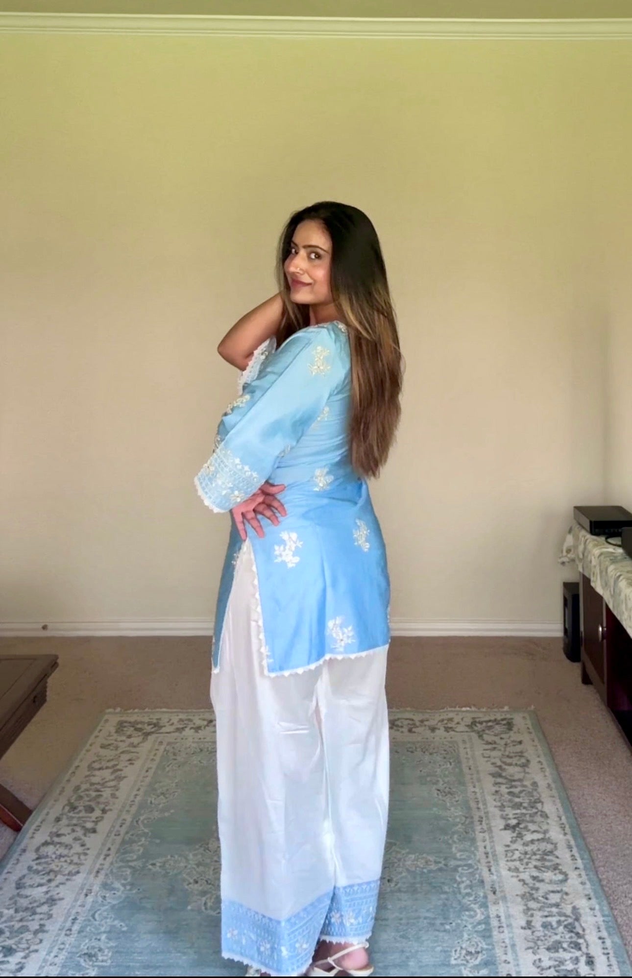 Shivangini Singh Rathore in AURE - Blue Embroidered Co-ord Set