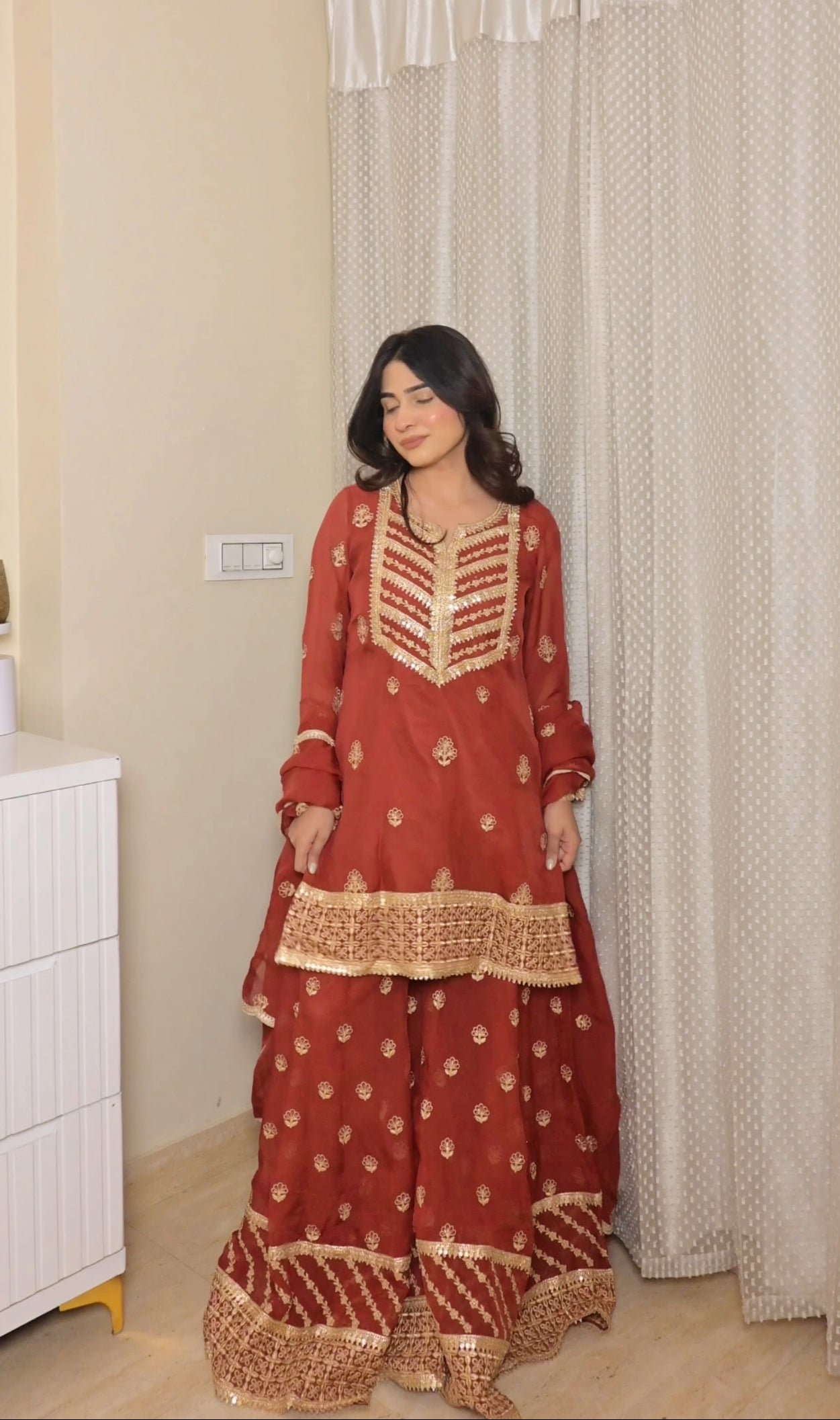 Shivani Kapoor in SIYAH - Rust Organza Sharara Set