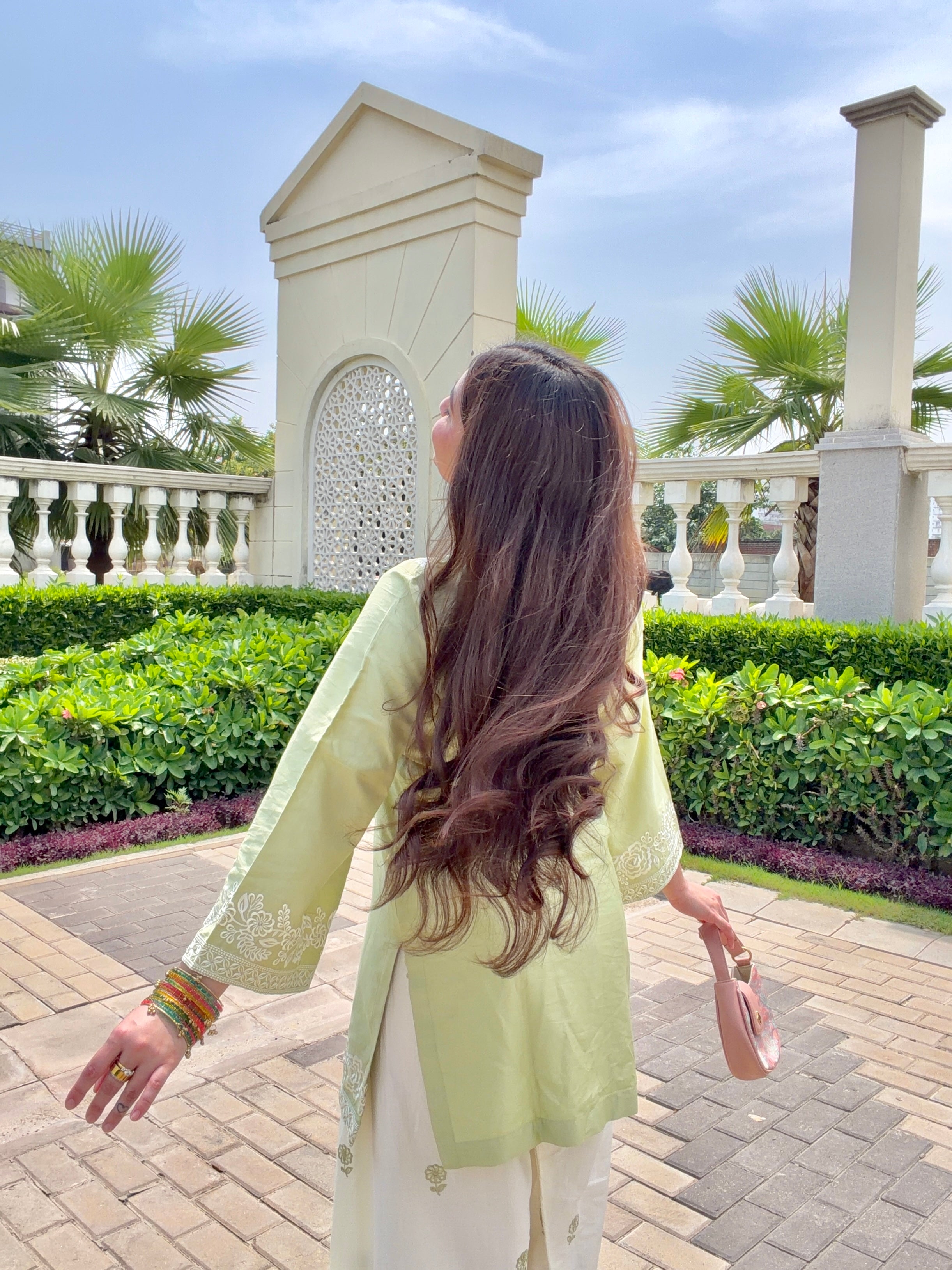 Akshita Rohilla in VEYA - Green Embroidered Cotton Co-ord Set.