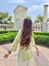 Akshita Rohilla in VEYA - Green Embroidered Cotton Co-ord Set.