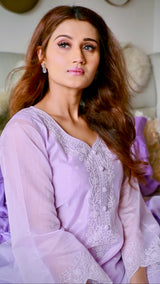 Arushi Nishank in Kesar - Lavender Embroidered Suit Set.