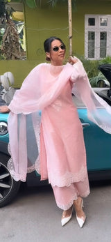 Nia Sharma in Kamal - Peach Chanderi Embroidered Suit Set.
