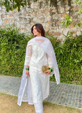 Ishika Bana in Motiya - Egg White Embroidered Suit Set.