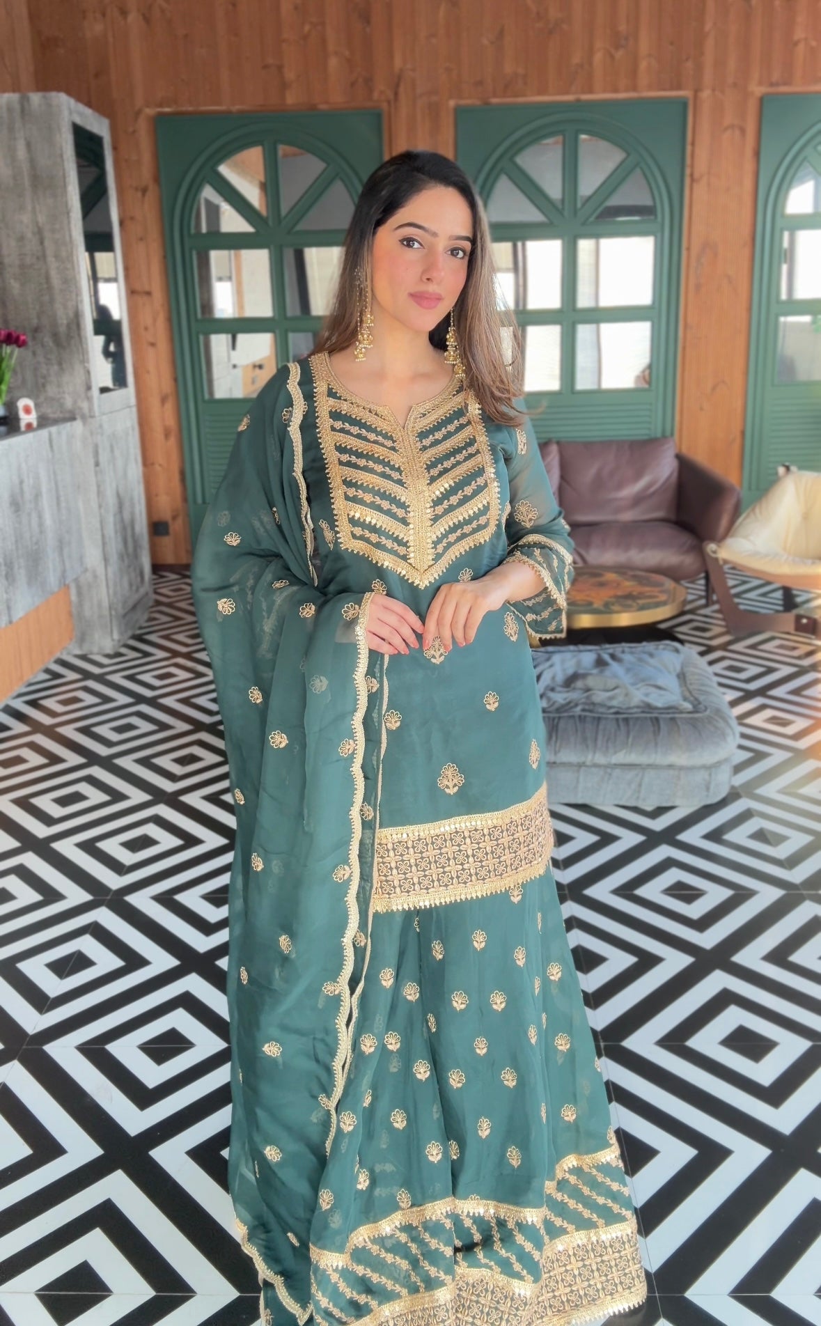 Amita Singh (@amitasinghh) VANI - Green Organza Sharara Set
