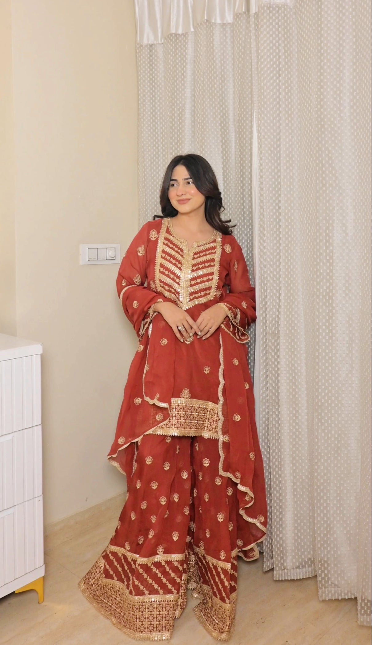 Shivani Kapoor in SIYAH - Rust Organza Sharara Set