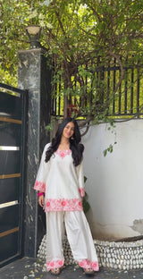 Bhumika Dhingra in SCARLET -  White Embroidered Co-ord Set
