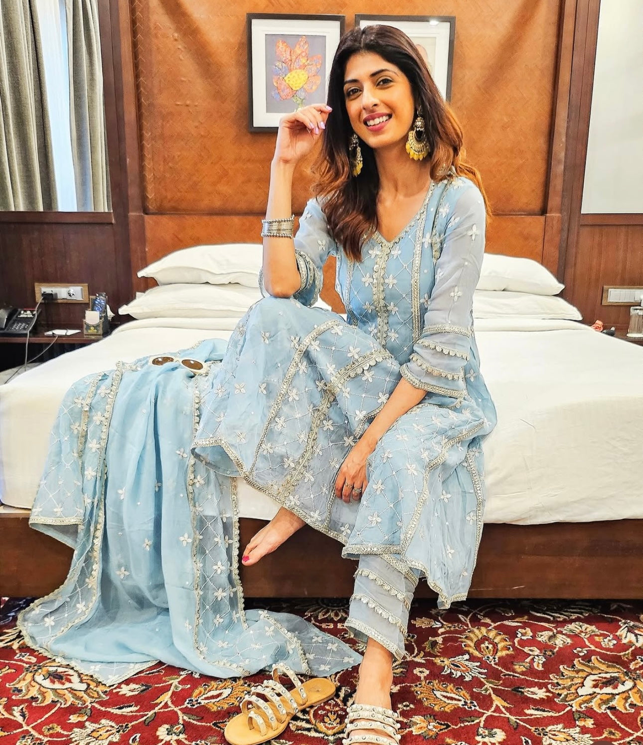 Aishwarya Sakhuja in Jashan - Blue Organza Anarkali Set.