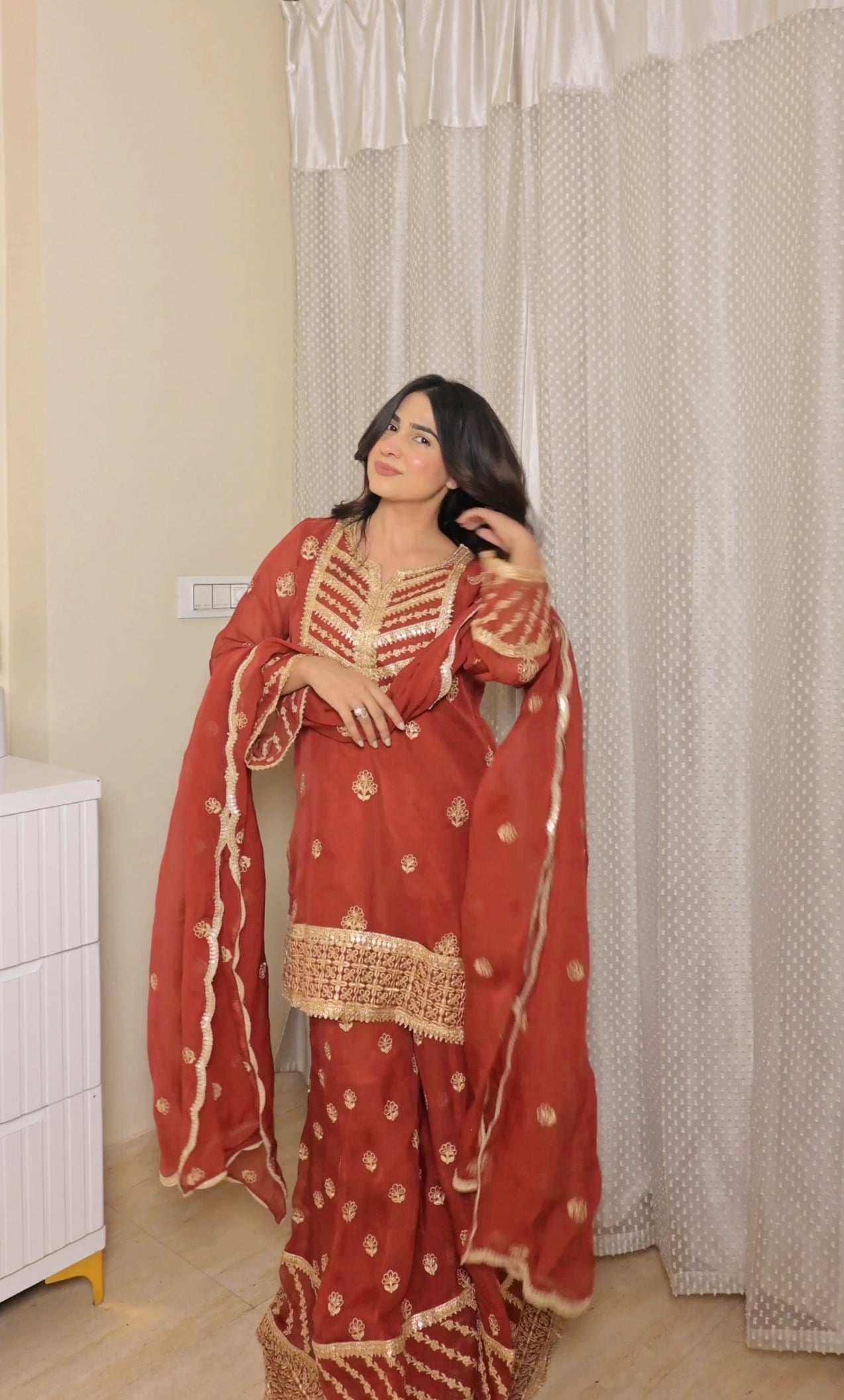Shivani Kapoor in SIYAH - Rust Organza Sharara Set