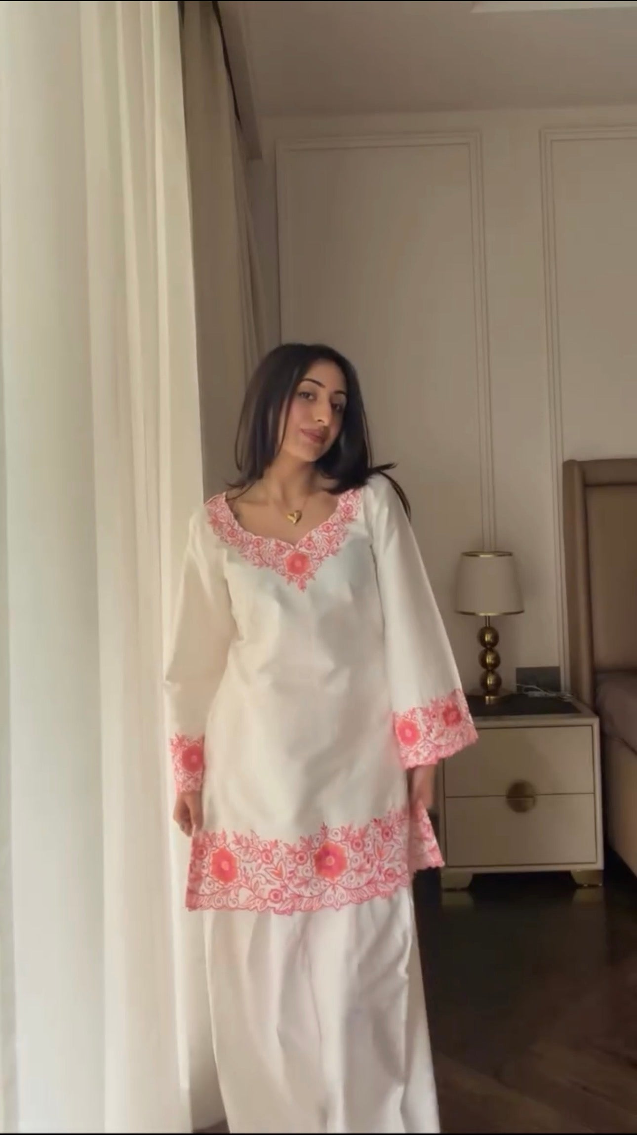 Hiral Kochar in SCARLET -  White Embroidered Co-ord Set