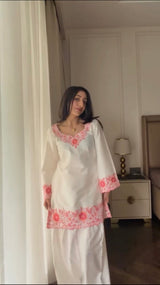 Hiral Kochar in SCARLET -  White Embroidered Co-ord Set