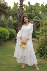 Dhirti Mehra in Juhi - Egg White Embroidered Suit Set