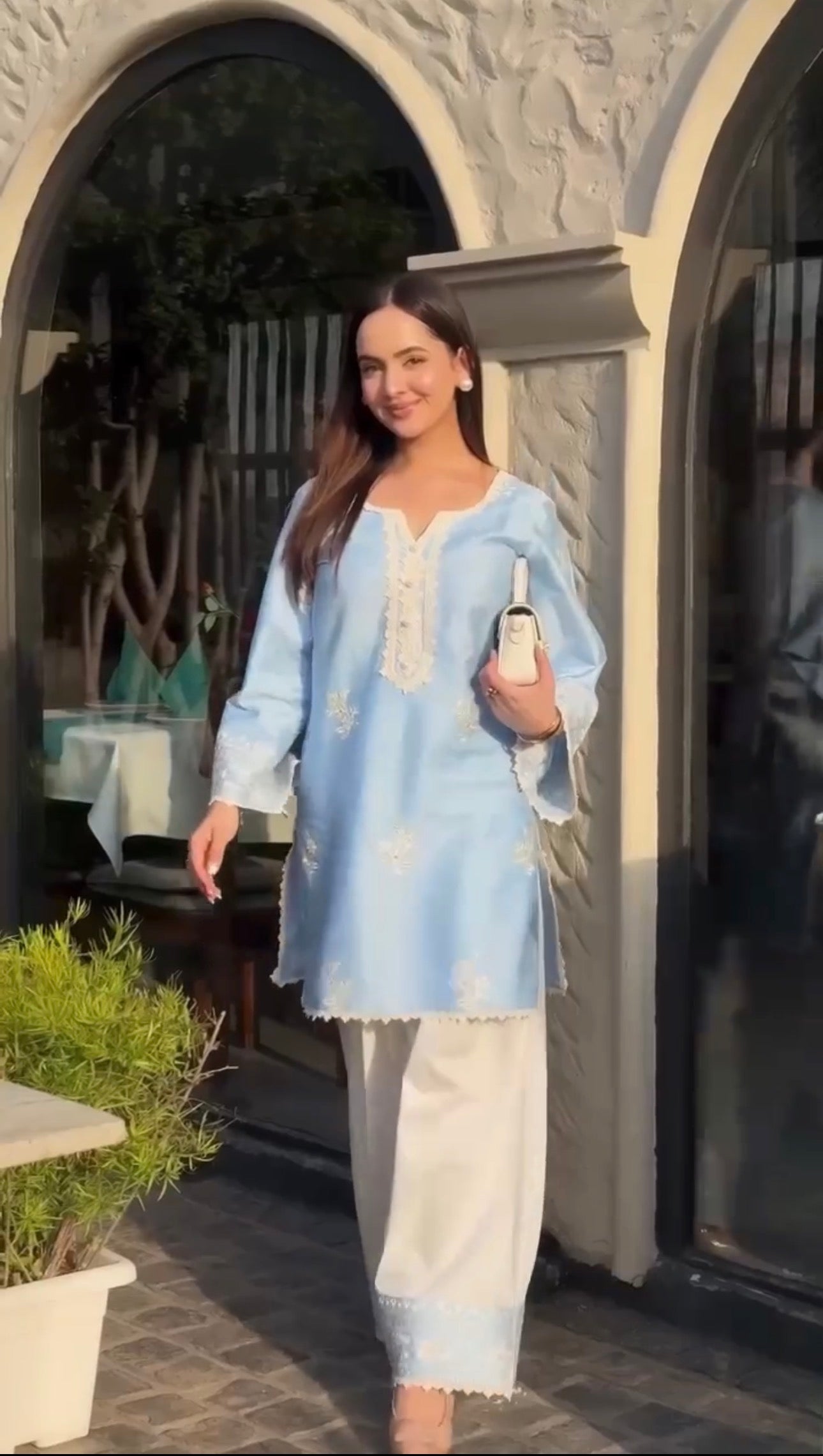 Bhavya Jain in AURE - Blue Embroidered Co-ord Set