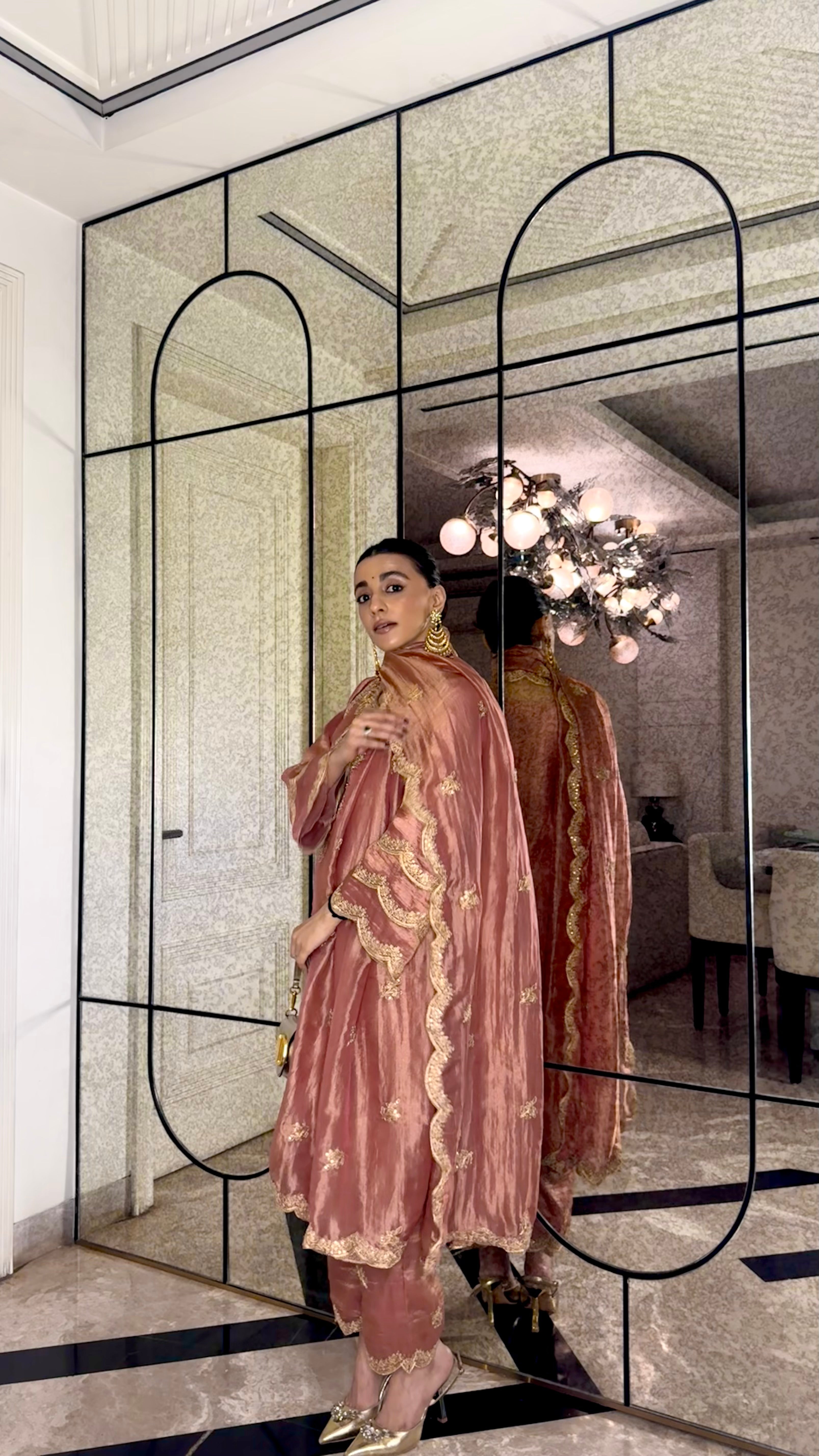 Mehak Jain in ADAA - Rustic Orange Tissue-Organza Suit Set