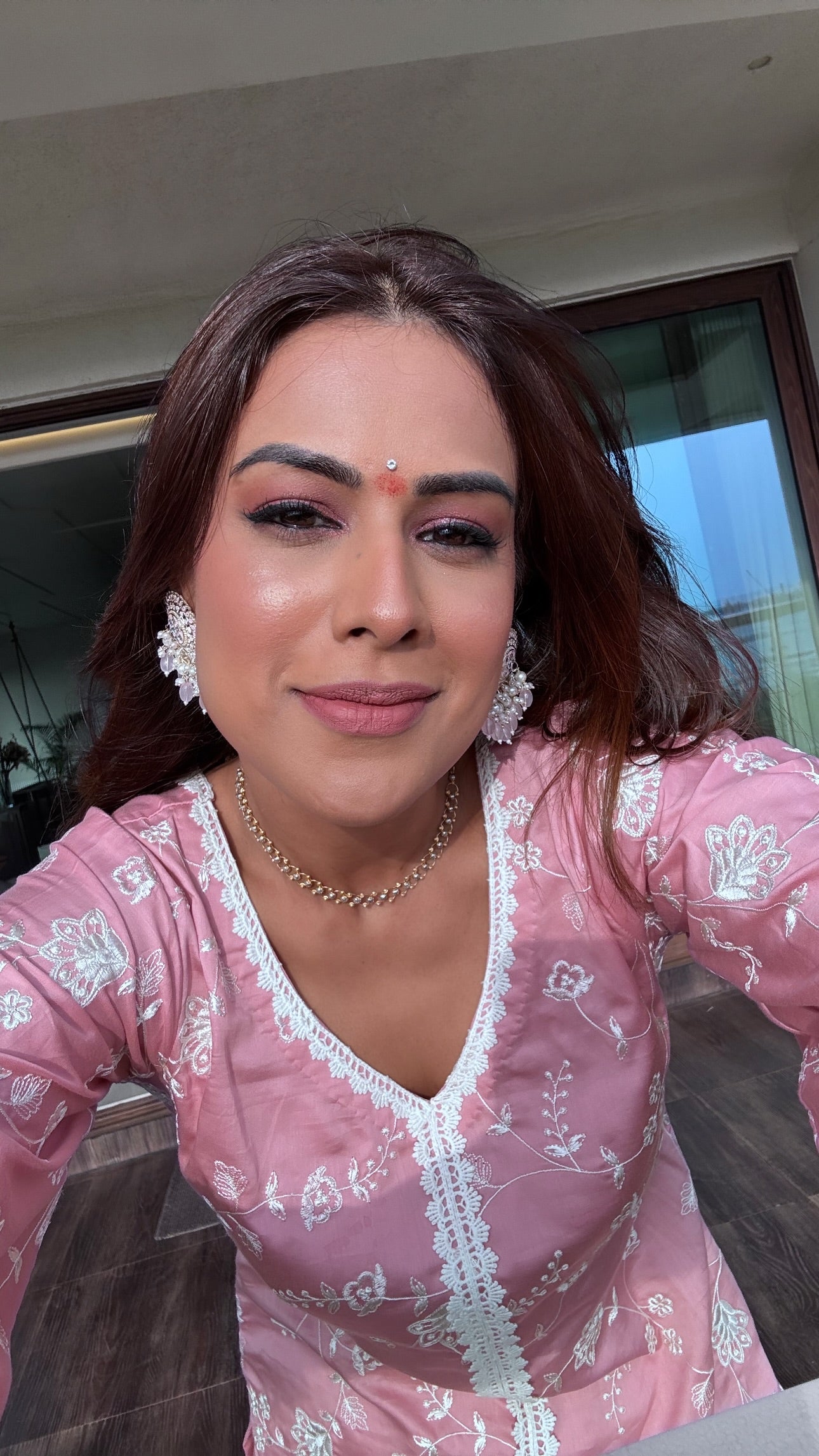 Nia Sharma in VAYU - Pink Cotton Suit Set