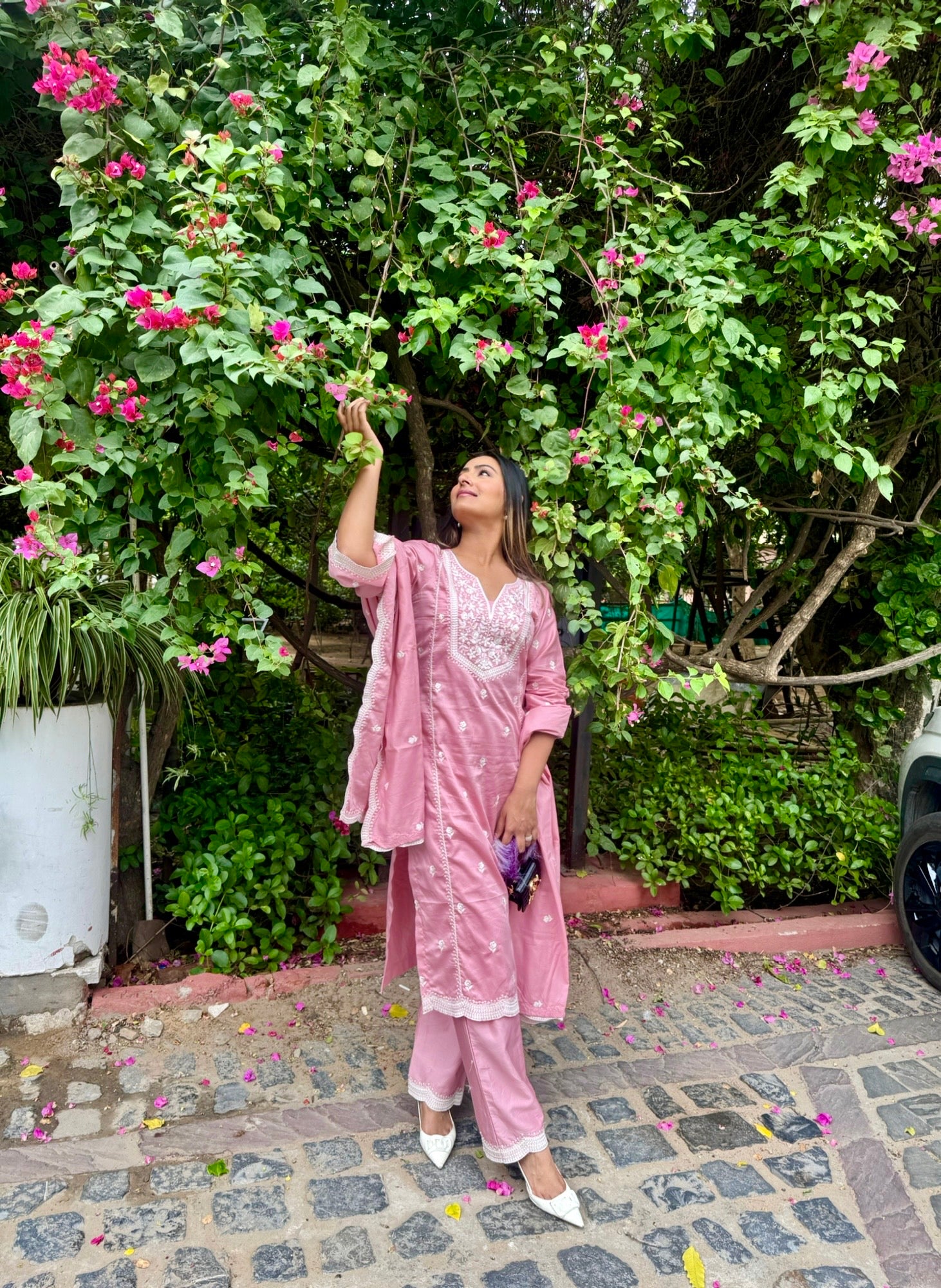 Shivangini Singh Rathore in ABRI - Pink Cotton Suit Set