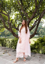 Ria Malhotra in Kamal - Peach Chanderi Embroidered Suit Set.