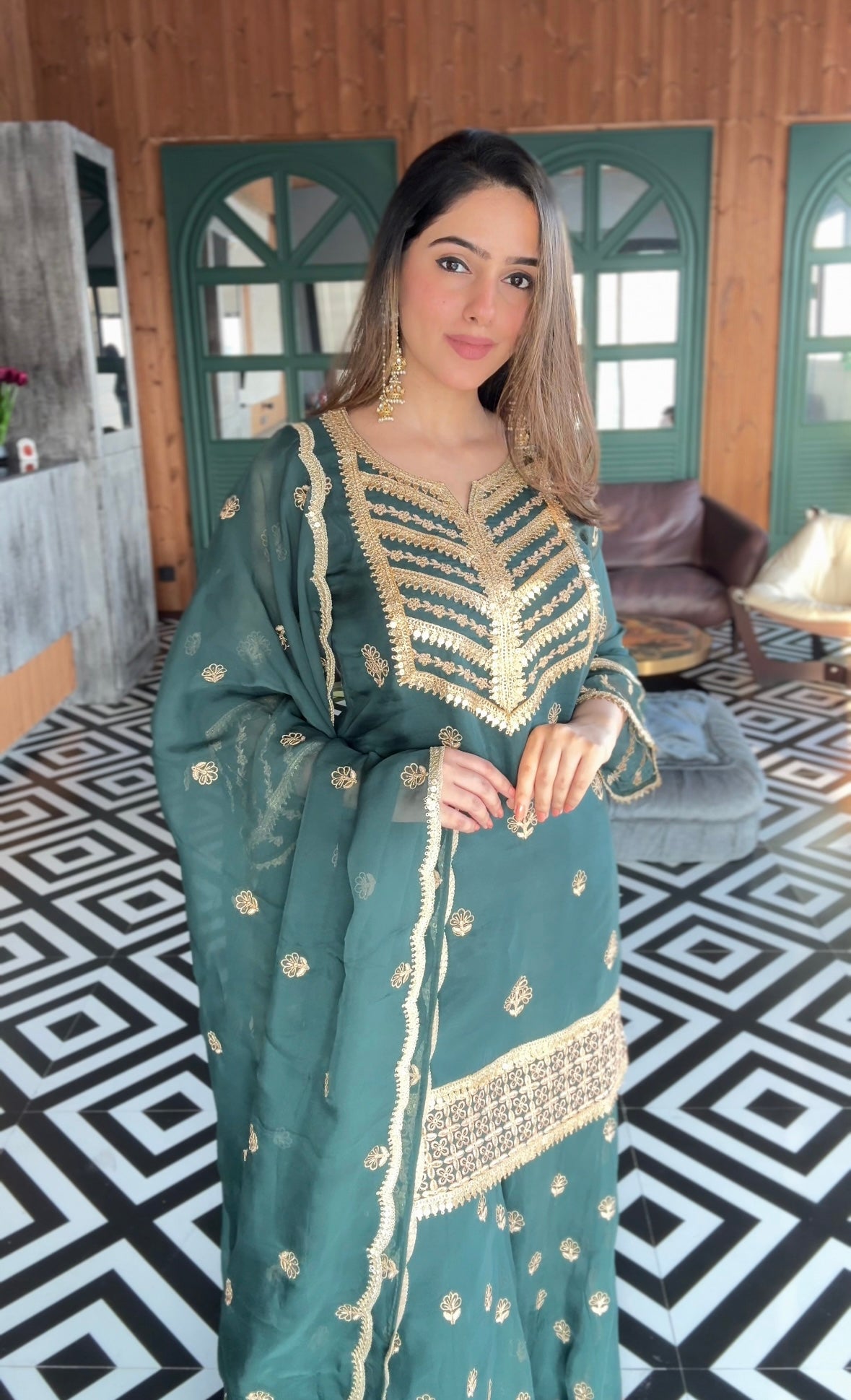 Amita Singh (@amitasinghh) VANI - Green Organza Sharara Set