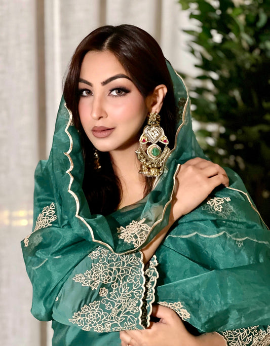Anmol Bhatia in Pine Green Chanderi Silk Suit Set