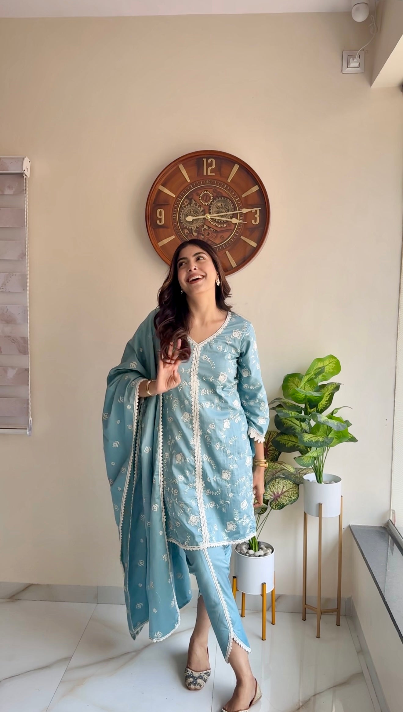 Taniya Atmaramani in LEHER - Blue Cotton Suit Set