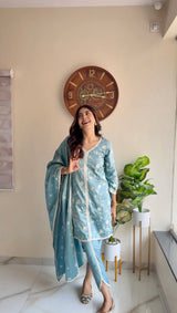 Taniya Atmaramani in LEHER - Blue Cotton Suit Set