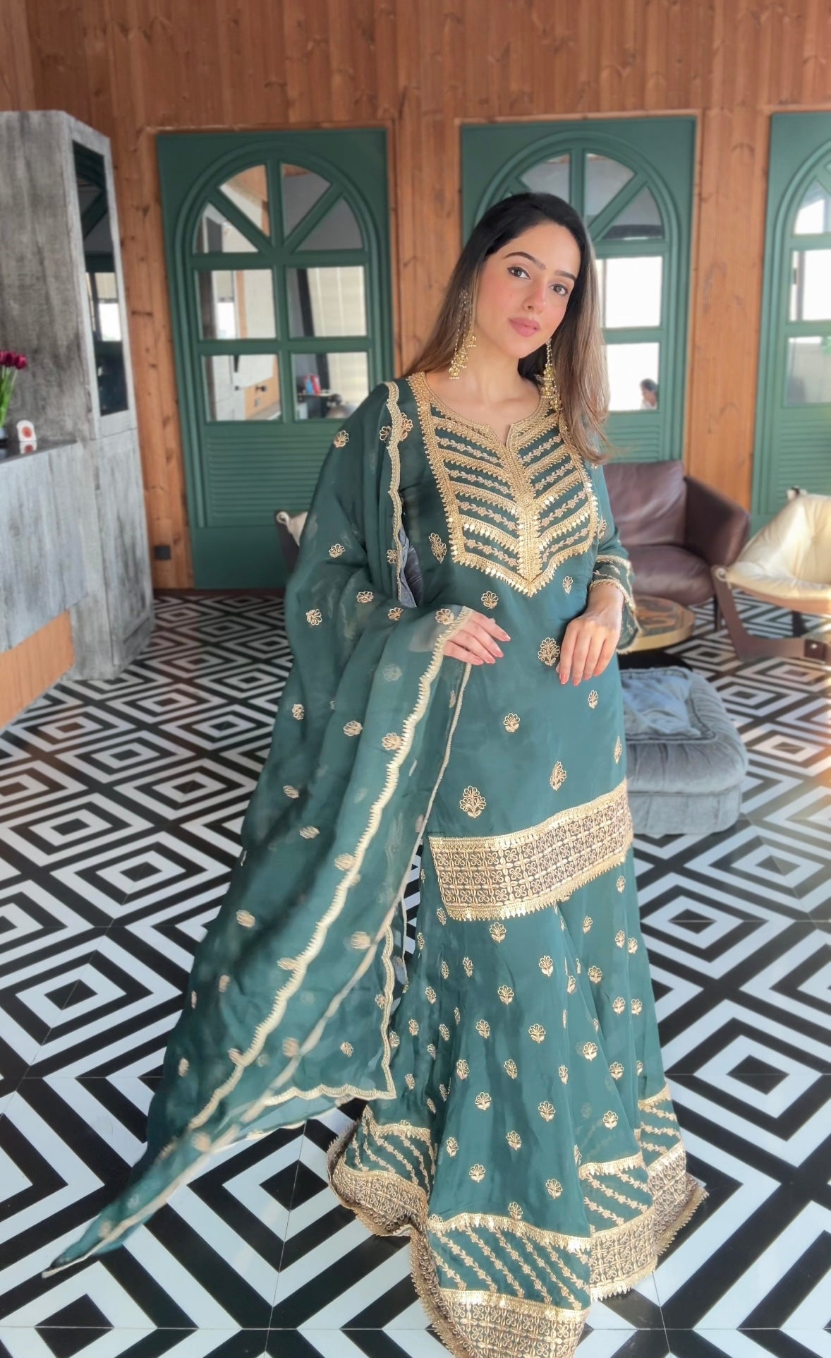 Amita Singh (@amitasinghh) VANI - Green Organza Sharara Set