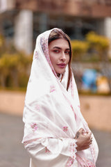 Pavitra Punia in Gul-Khera - Ivory White Chanderi Embroidered Suit Set.