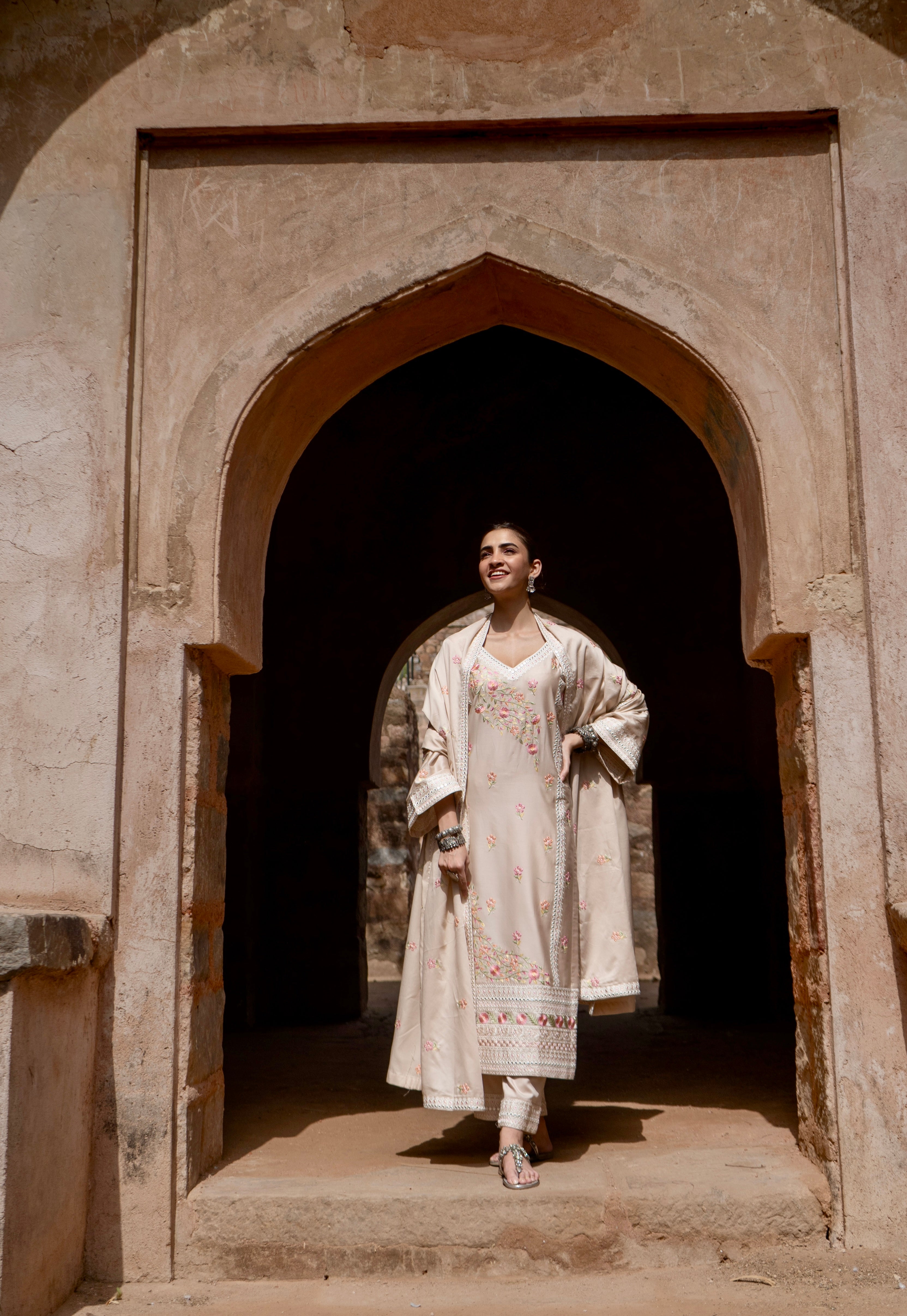 Shreya Lakhani in ROOHANI - Beige Cotton Suit Set