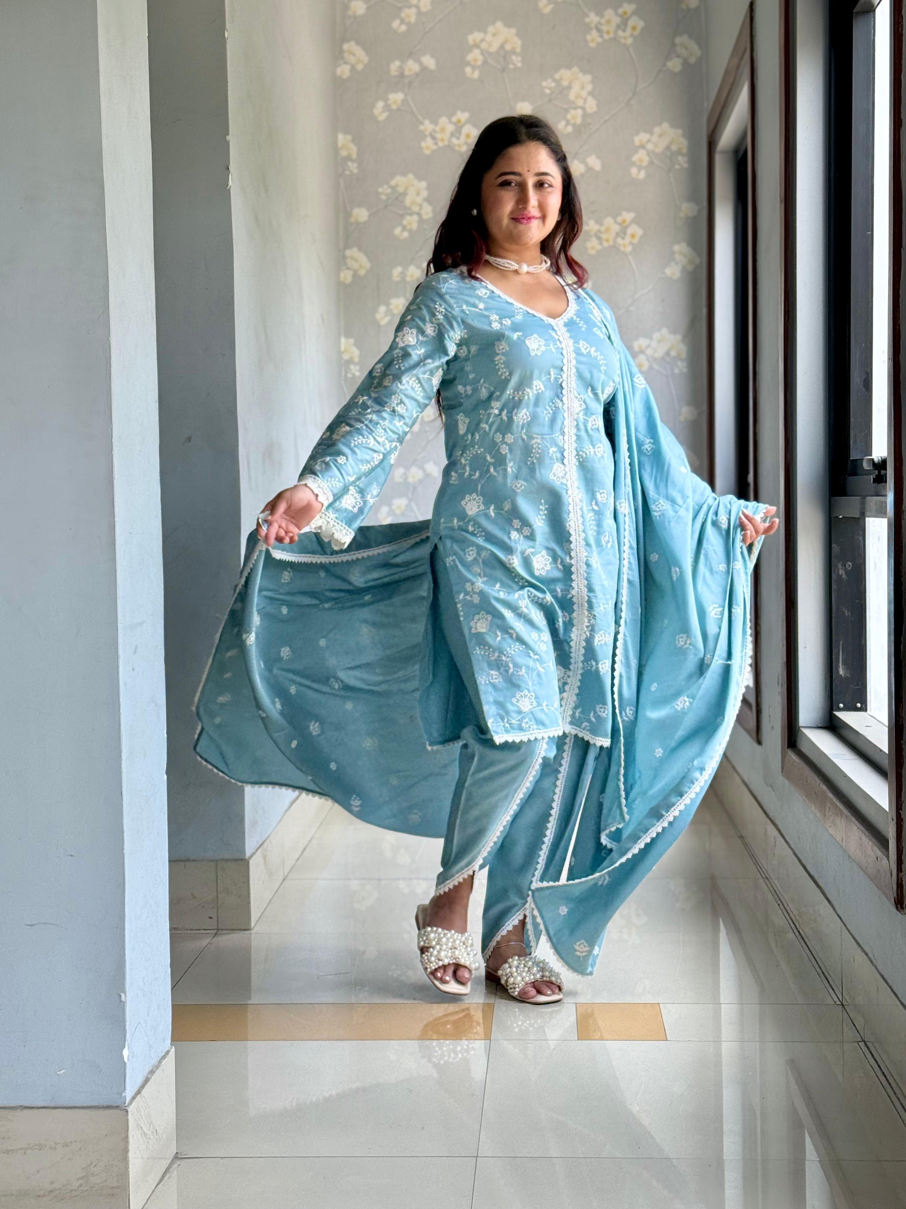 Rashmi Desai in LEHER - Blue Cotton Suit Set