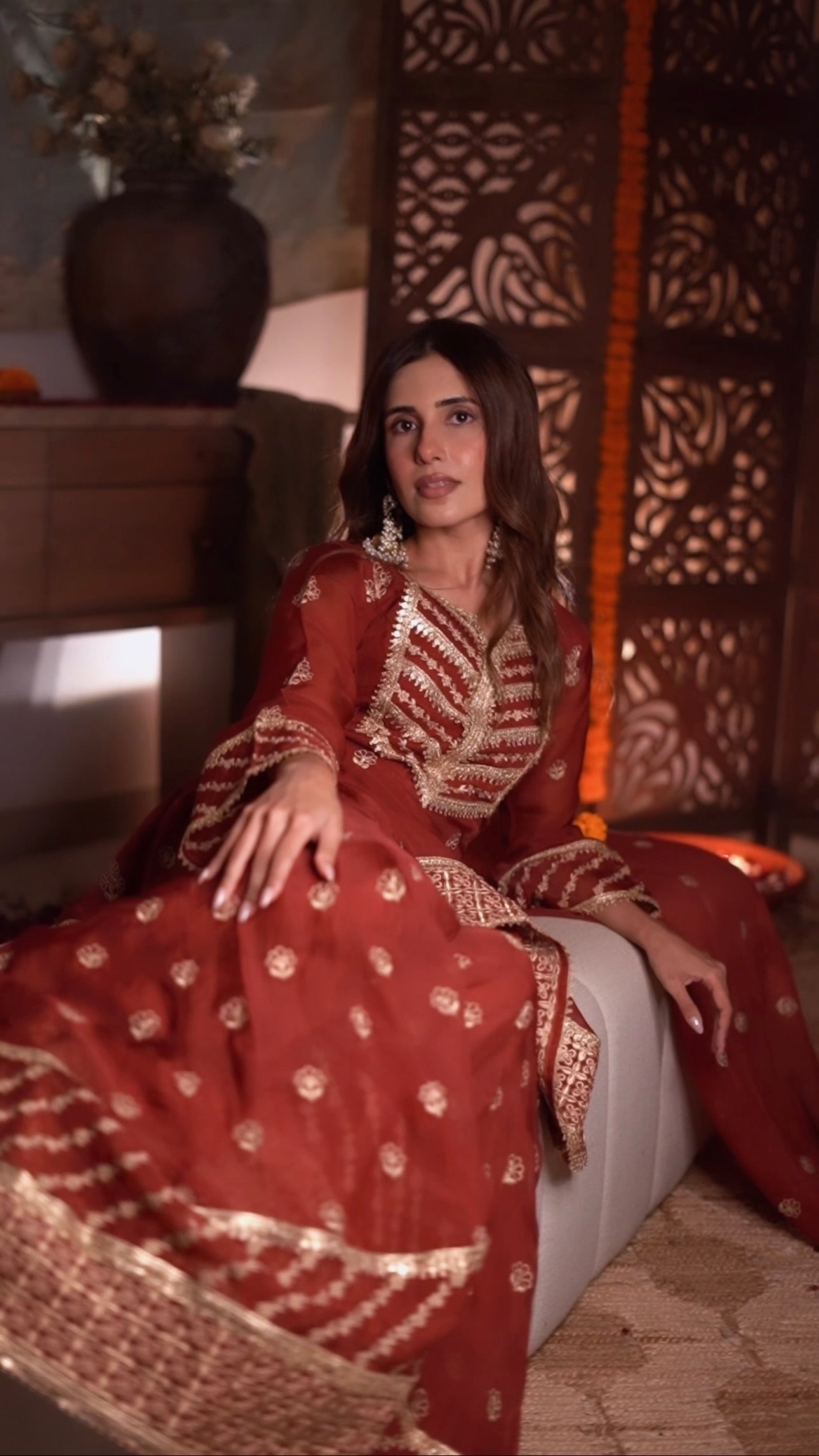 Kriti Singh in SIYAH - Rust Organza Sharara Set