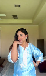 Shivangini Singh Rathore in AURE - Blue Embroidered Co-ord Set