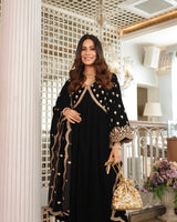 Swati Vatssa in MUKHDA - Velvet Black Anarkali Set