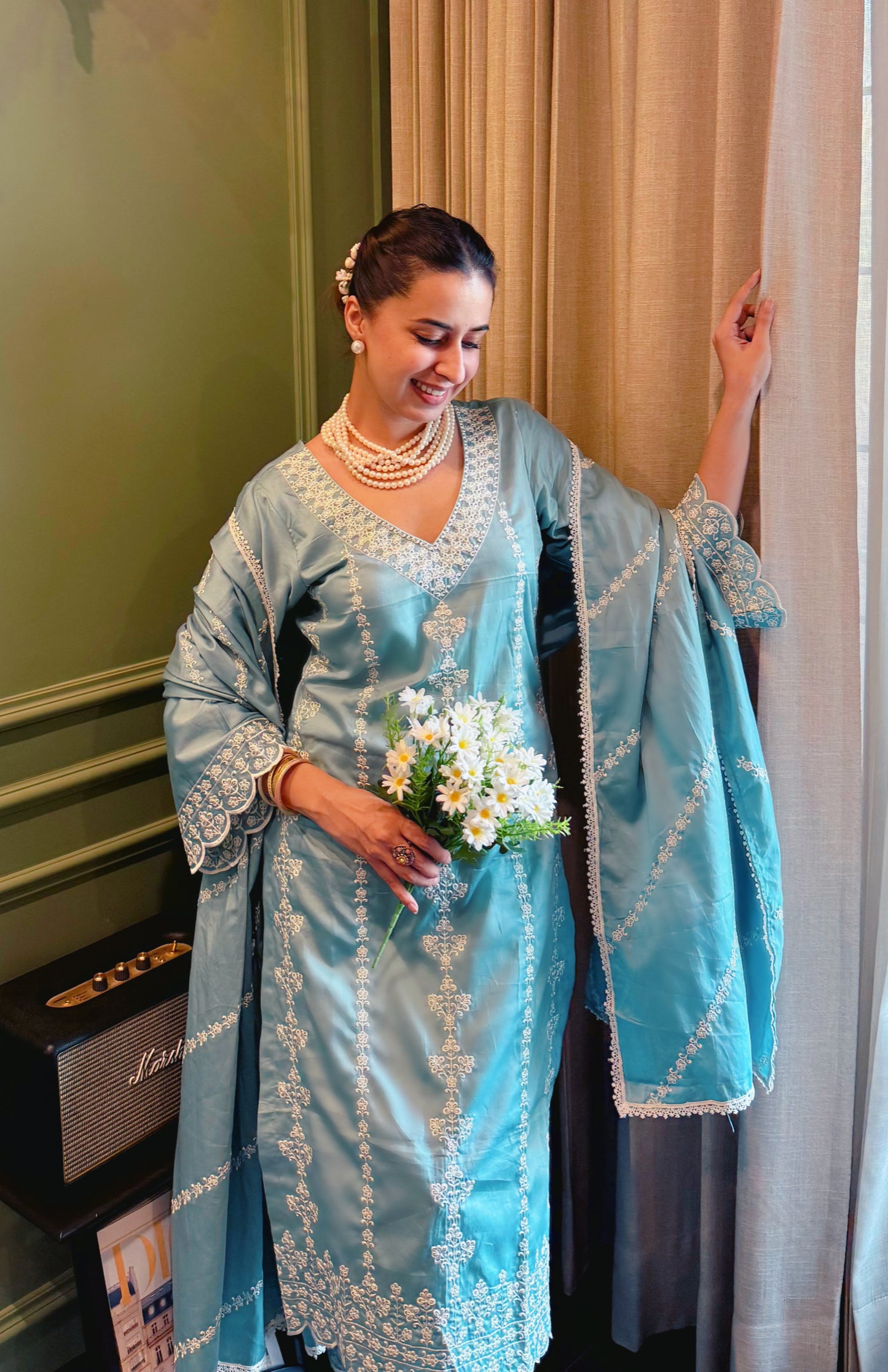 Sania Chadha in JHEEL - Blue Cotton Suit Set