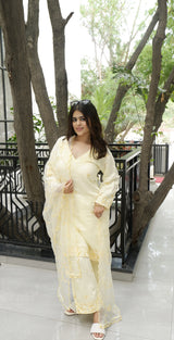 Shivangi Kholi in TRISHNA - Lime Yellow Chanderi Suit Set