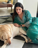 Karishma Kotak in Pine Green Chanderi Silk Suit Set