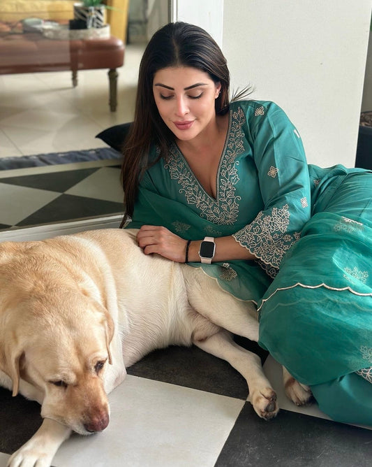 Karishma Kotak in Pine Green Chanderi Silk Suit Set