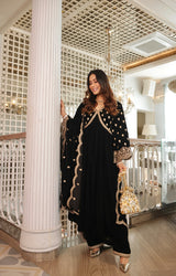 Swati Vatssa in MUKHDA - Velvet Black Anarkali Set