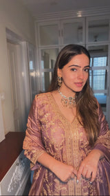 Amita Singh in RAINA - Antique Mauve Tissue-Organza Suit Set