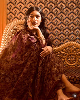 RJ Mahvash in Sunehri Purple Suit Set