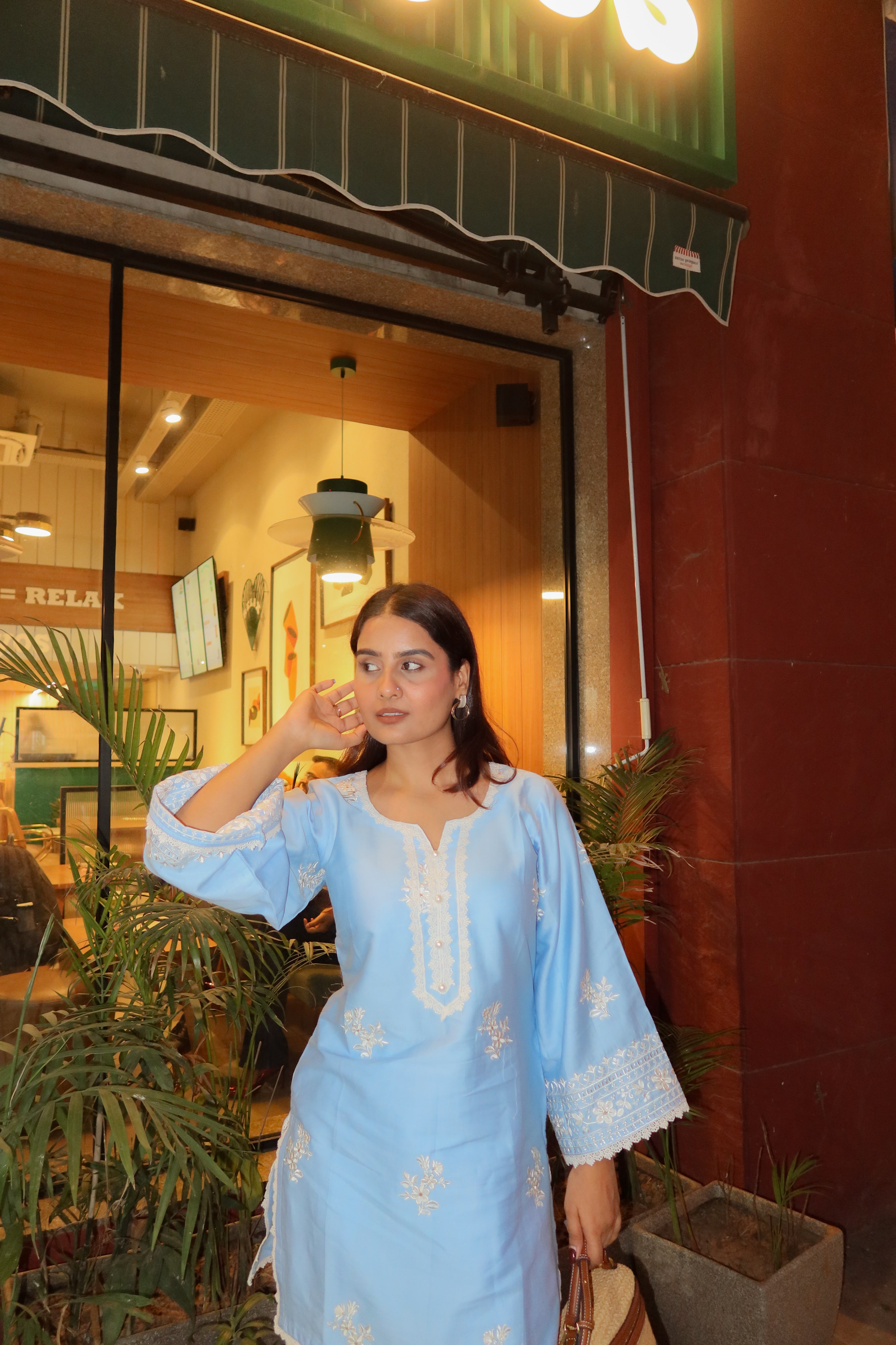 Piyanka Pareek in AURE - Blue Embroidered Co-ord Set