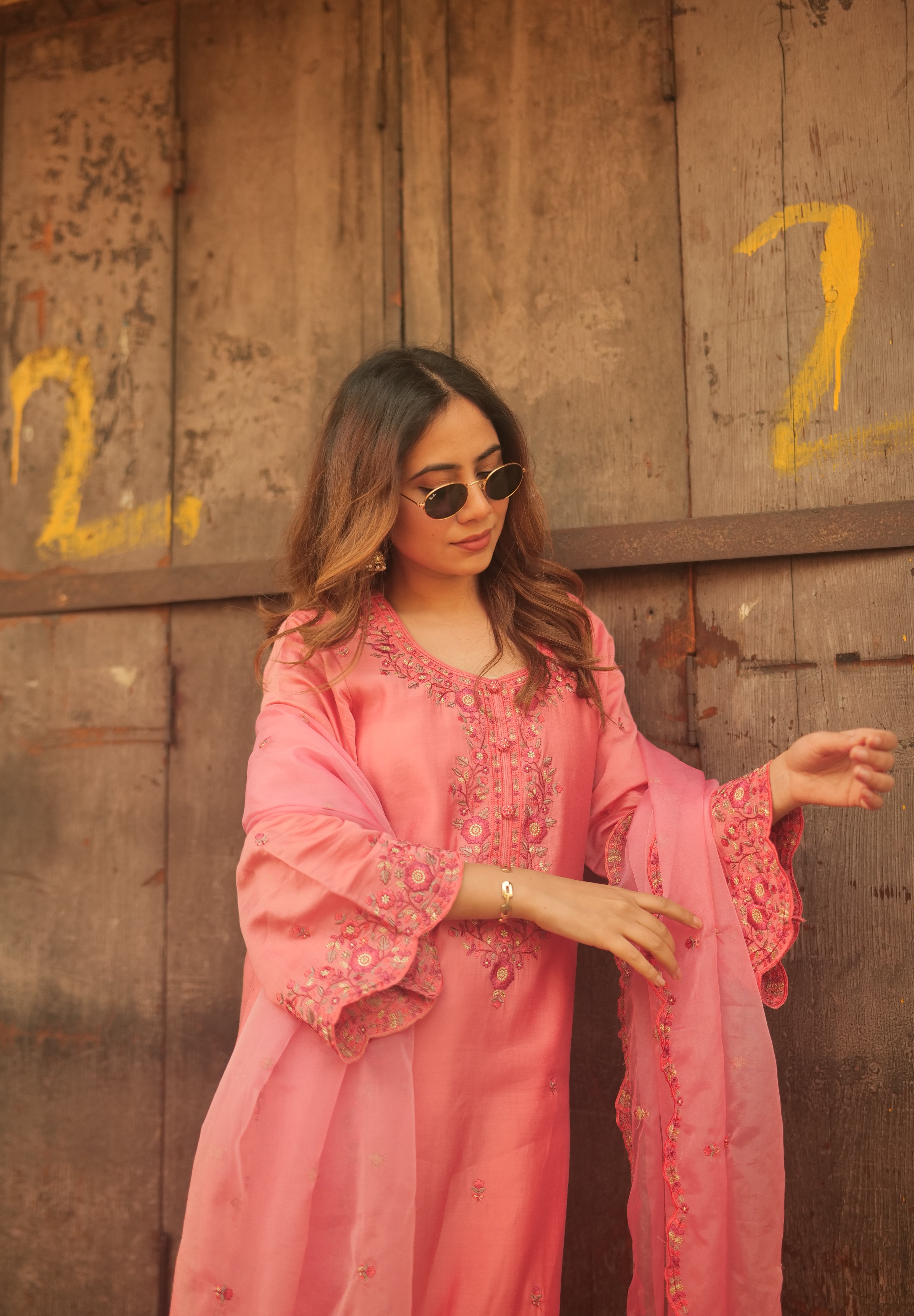 Arpita Gupta in AFSANA - Pink Chanderi Suit Set