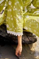 Silkeena Kaur in PRAKRITI - Green Cotton Suit Set