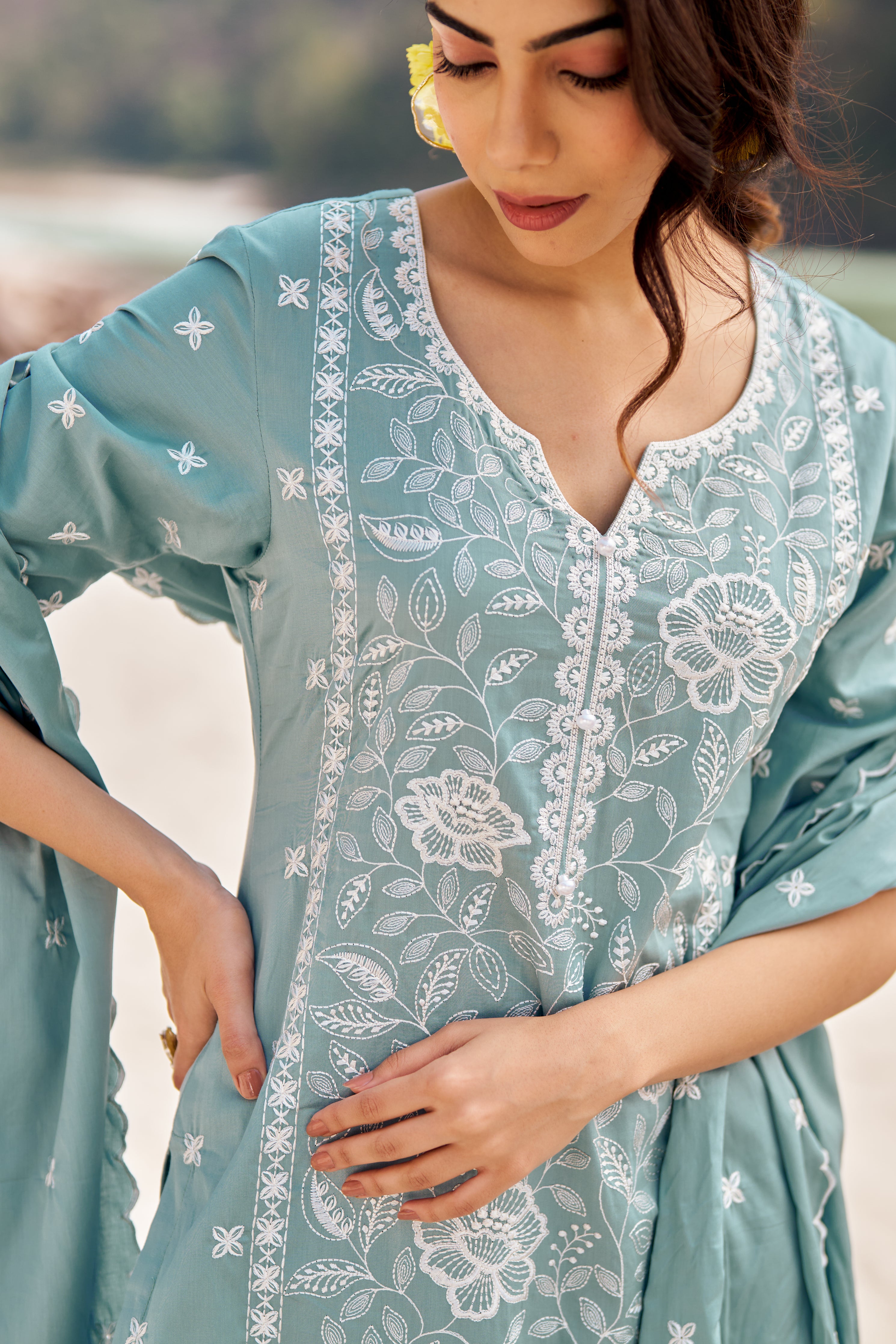 NEER - Blue Cotton Suit Set