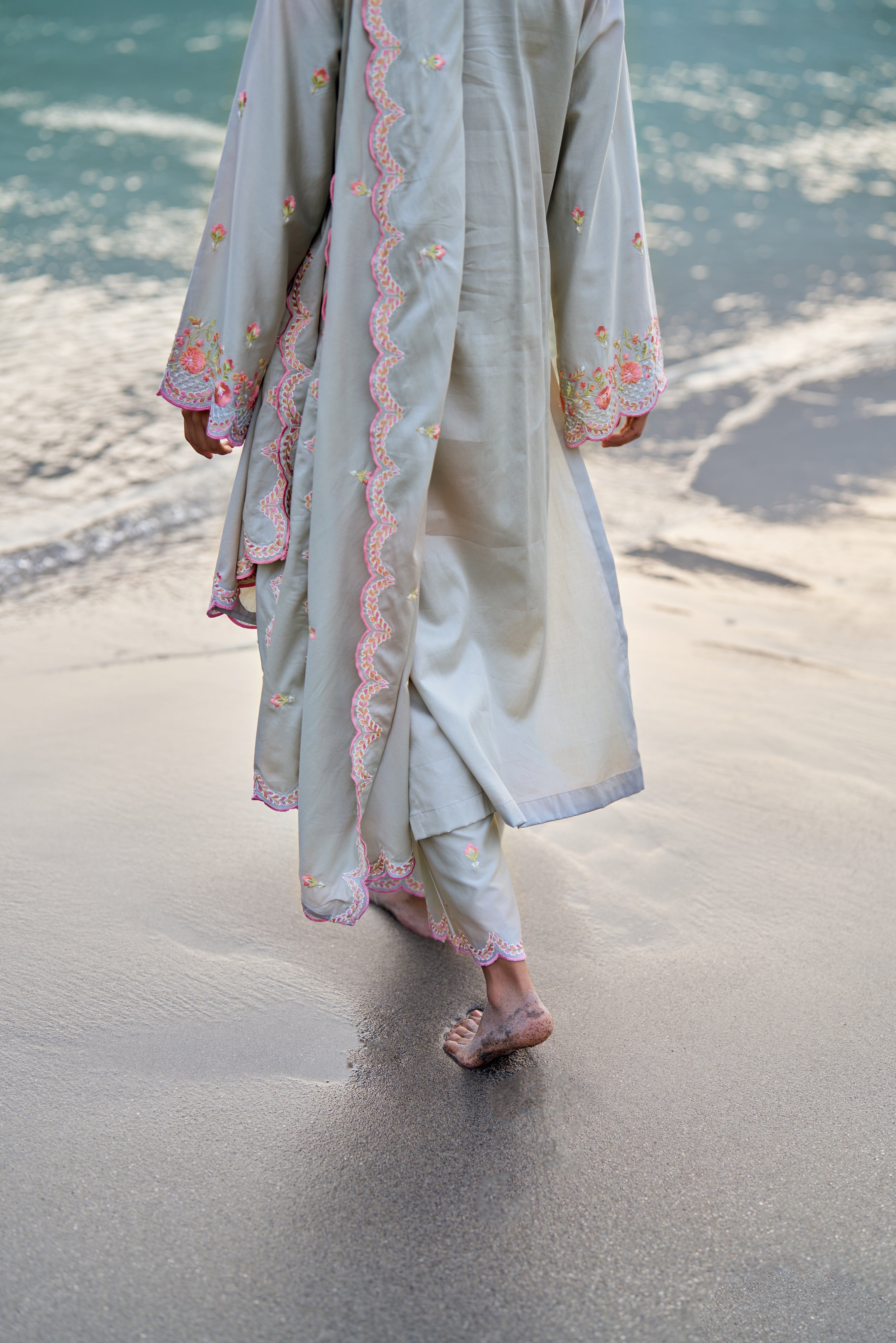 SHABH - Grey Cotton Suit Set