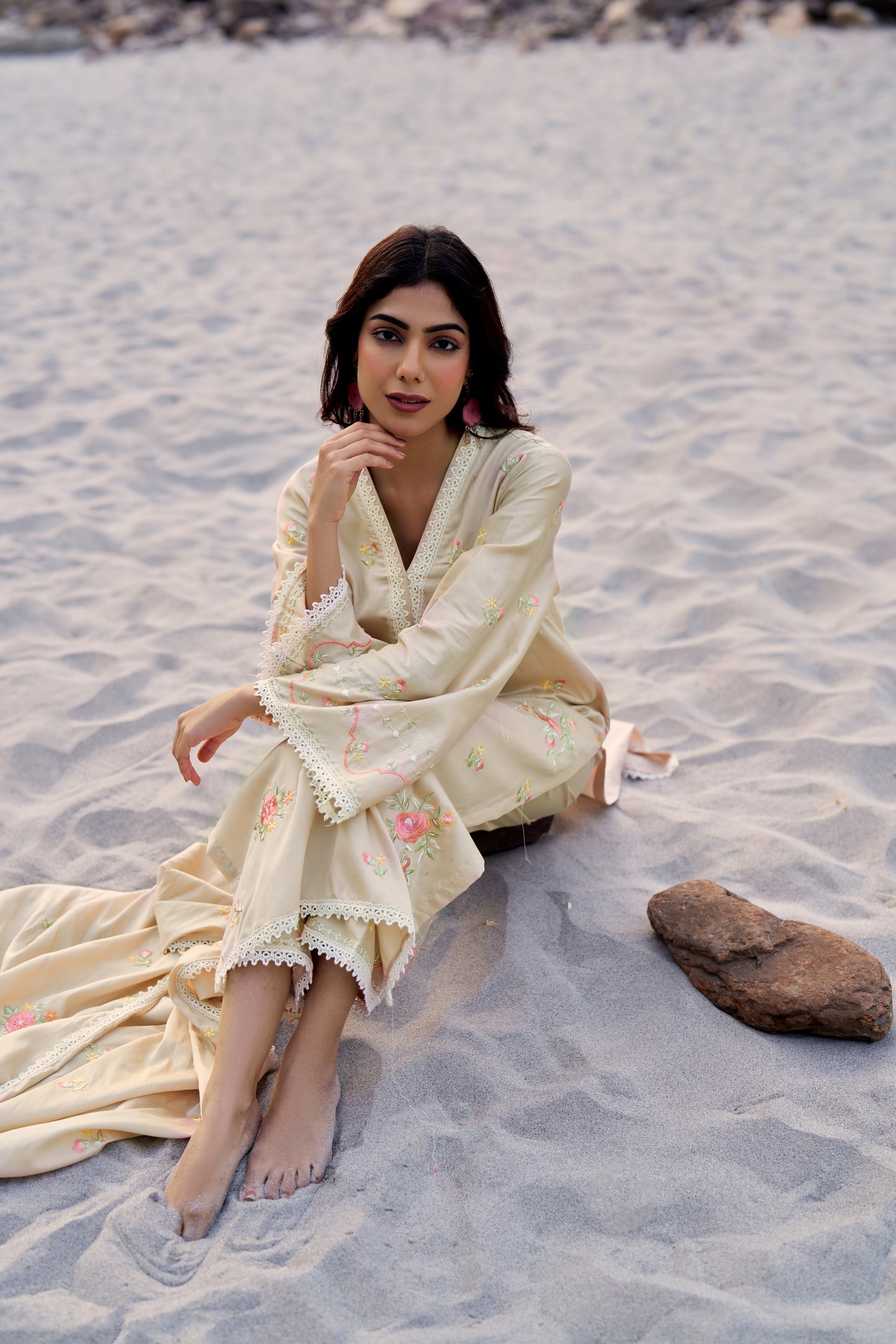 SUKOON - Beige Cotton Suit Set