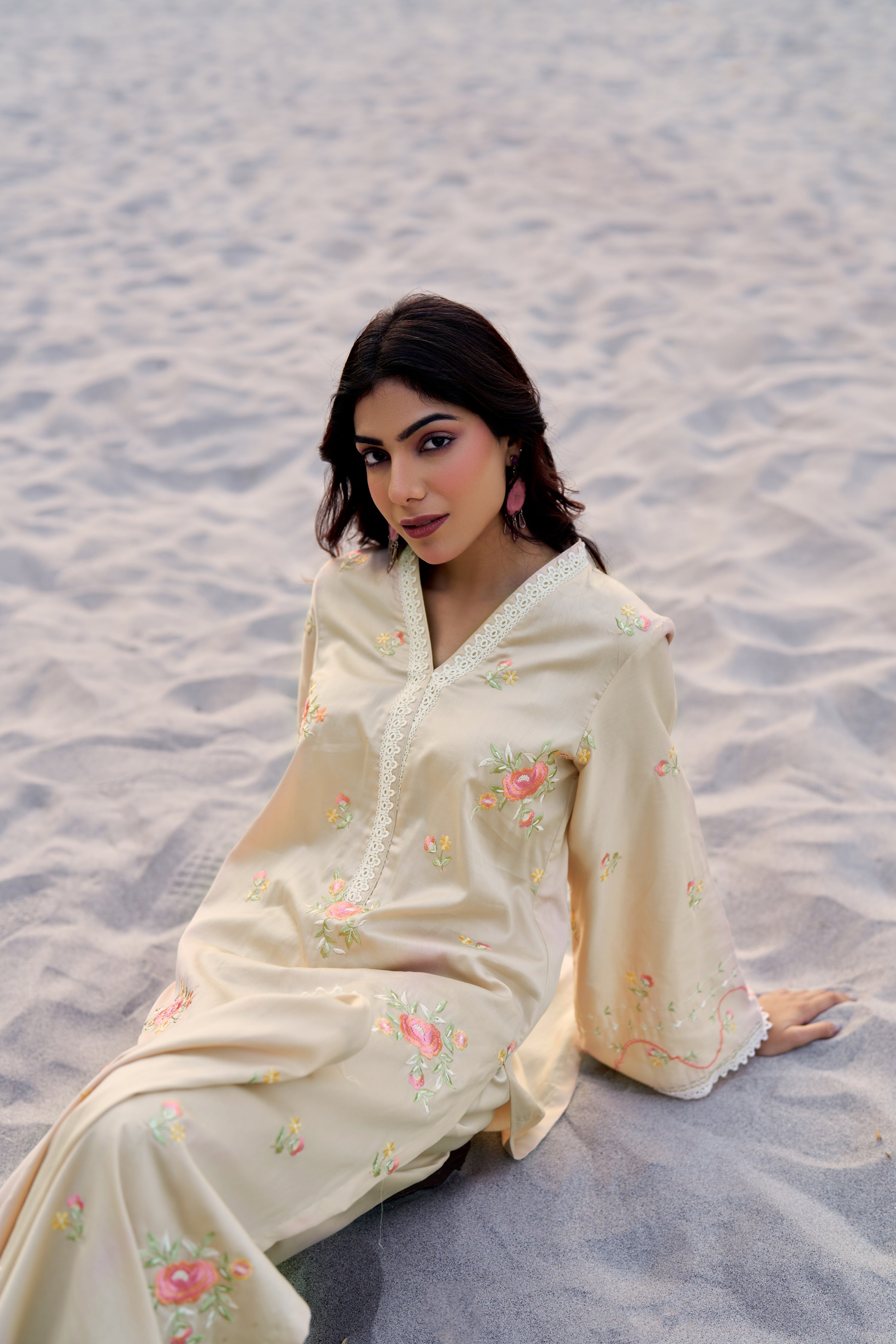 SUKOON - Beige Cotton Suit Set