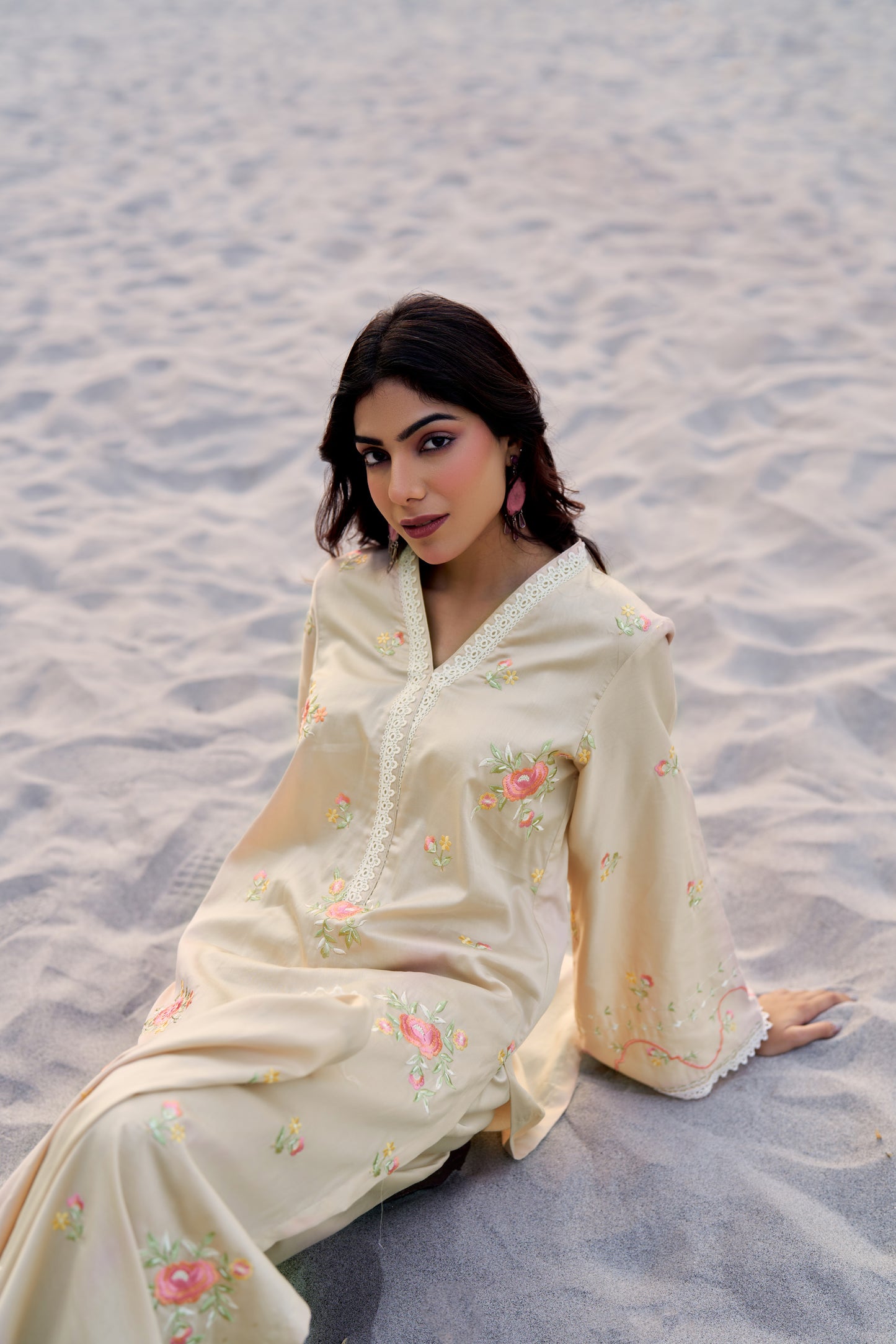 SUKOON - Beige Cotton Suit Set