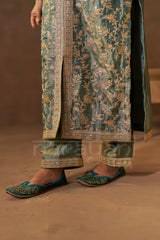 BARKHA - Sage Blue Tissue-Organza Suit Set