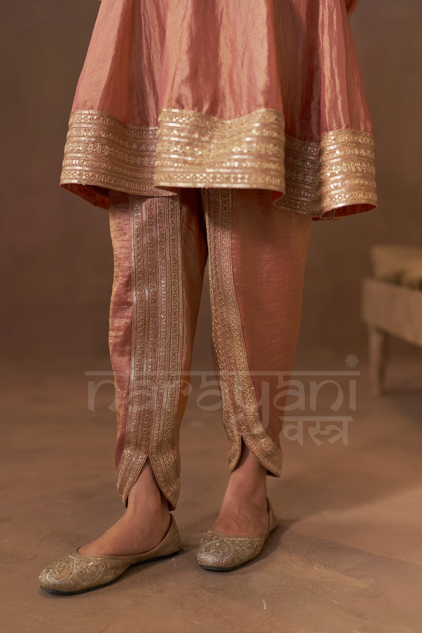ISHQ - Rustic Orange Tissue-Organza Anarkali Set